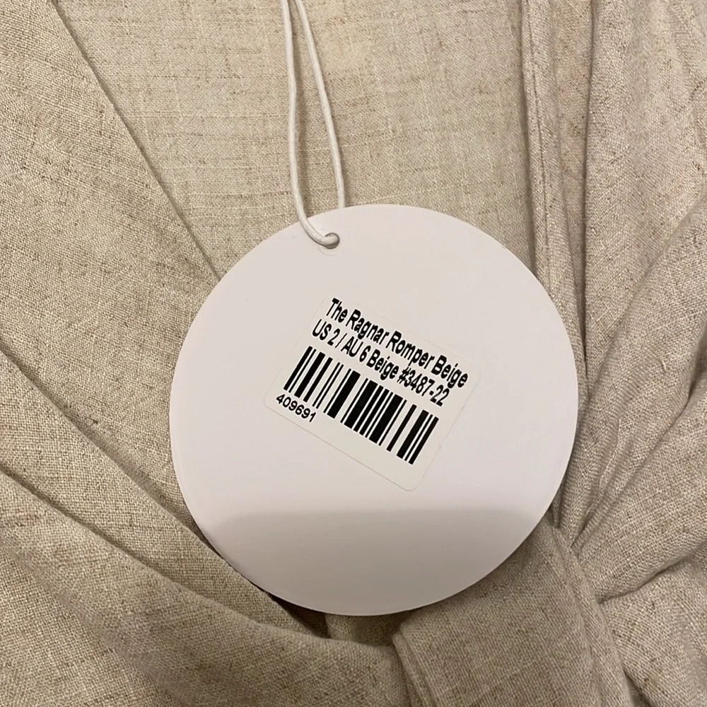 Princess Polly Ragnar Tie Front Romper Beige - Picture 9 of 15